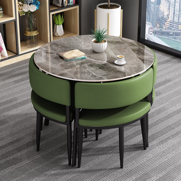 Table à manger en marbre avec 4 chaises - Image 2