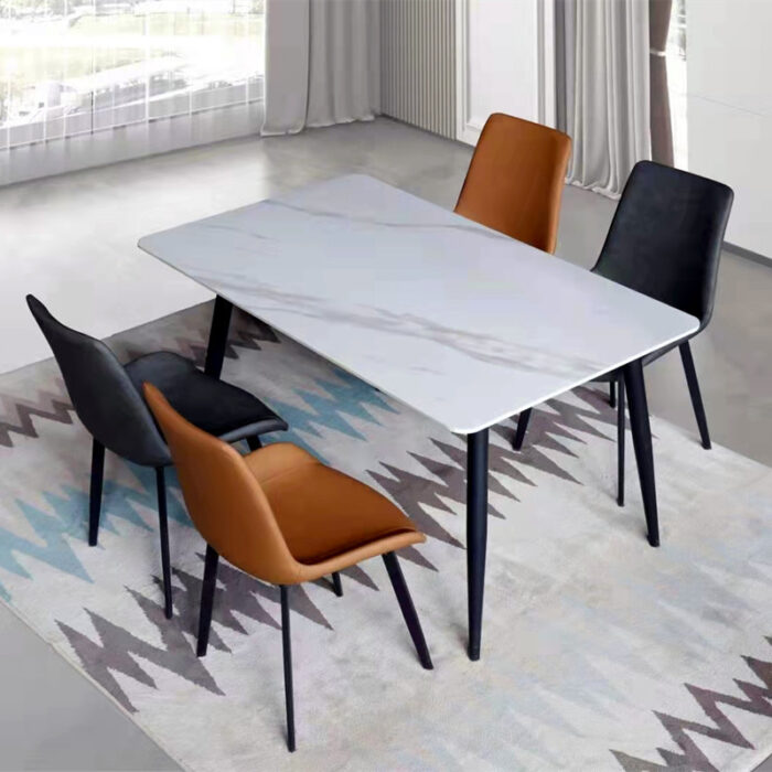 Chaise de salle à manger en cuir avec pieds en fer - Image 3