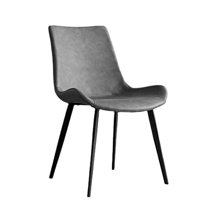 Chaise de salle à manger en cuir avec pieds en fer - Image 2