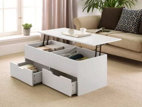 Table Basse Élévatrice en Bois Blanc
