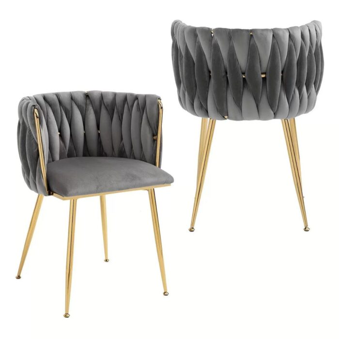 Chaise en tissu de velours avec pieds en inox - Image 3