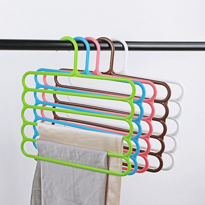 Porte-pantalon multifonctionnel à cinq couches en plastique - Image 2
