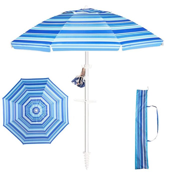 Parasols de plage en tissu polyester avec poteau en aluminium - Image 4