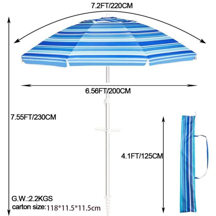 Parasols de plage en tissu polyester avec poteau en aluminium - Image 2